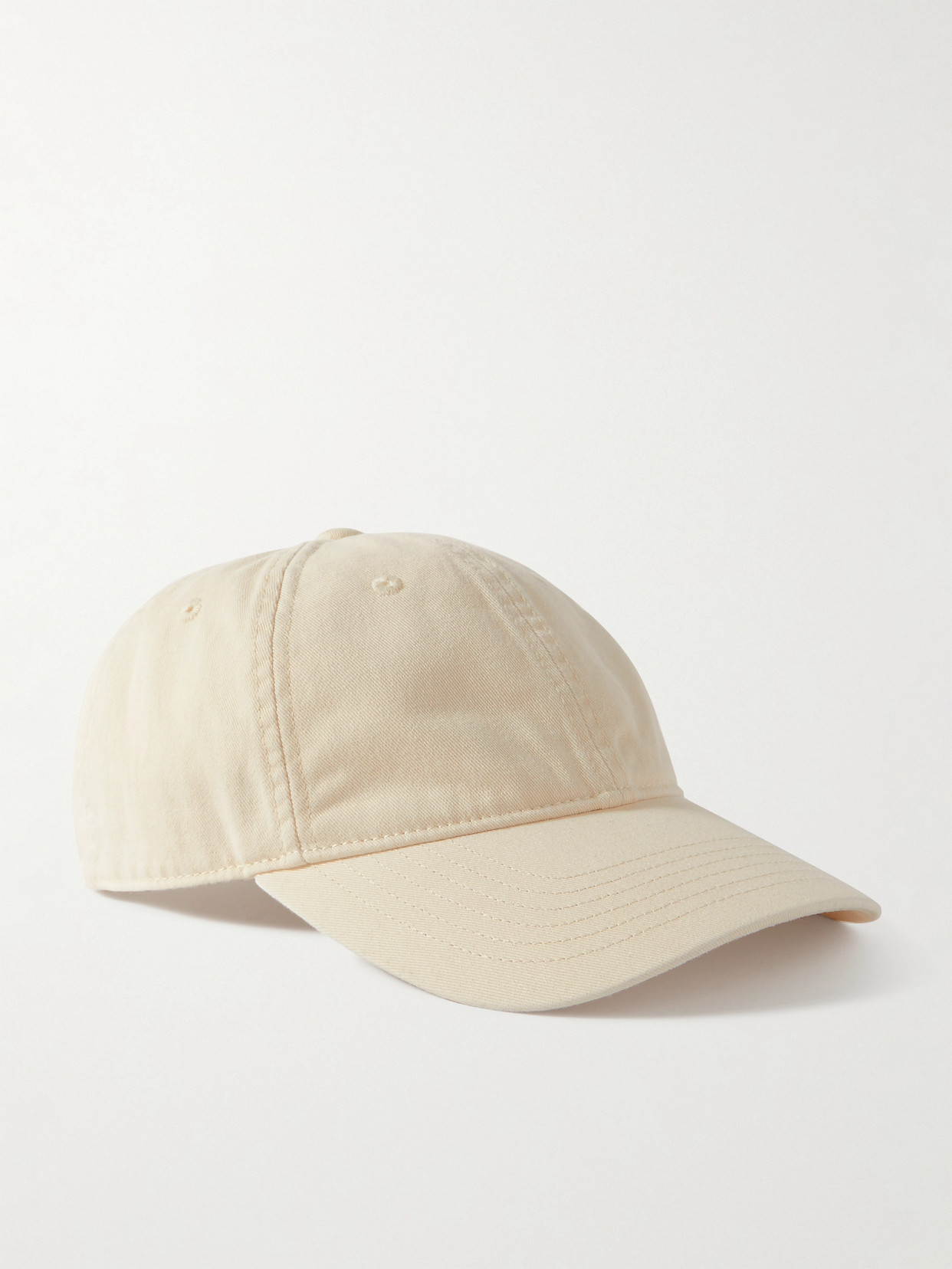 Shop Totême Embroidered Leather-trimmed Organic Cotton-blend Twill Baseball Cap In Neutrals