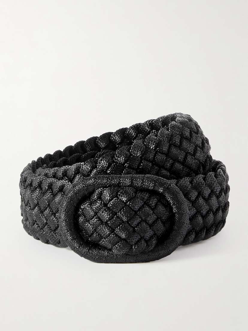 TOTEME Leather-trimmed Woven Waist Belt