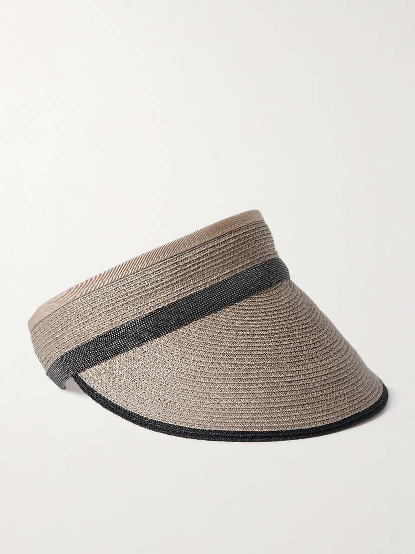 Brunello Cucinelli Bead-embellished Hemp-blend Visor