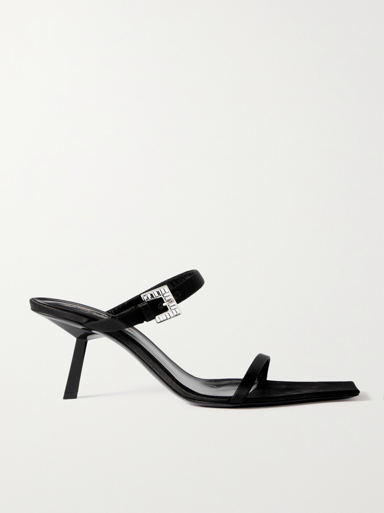 Shop Saint Laurent Hope Crystal-embellished Satin-crepe Mules In Black