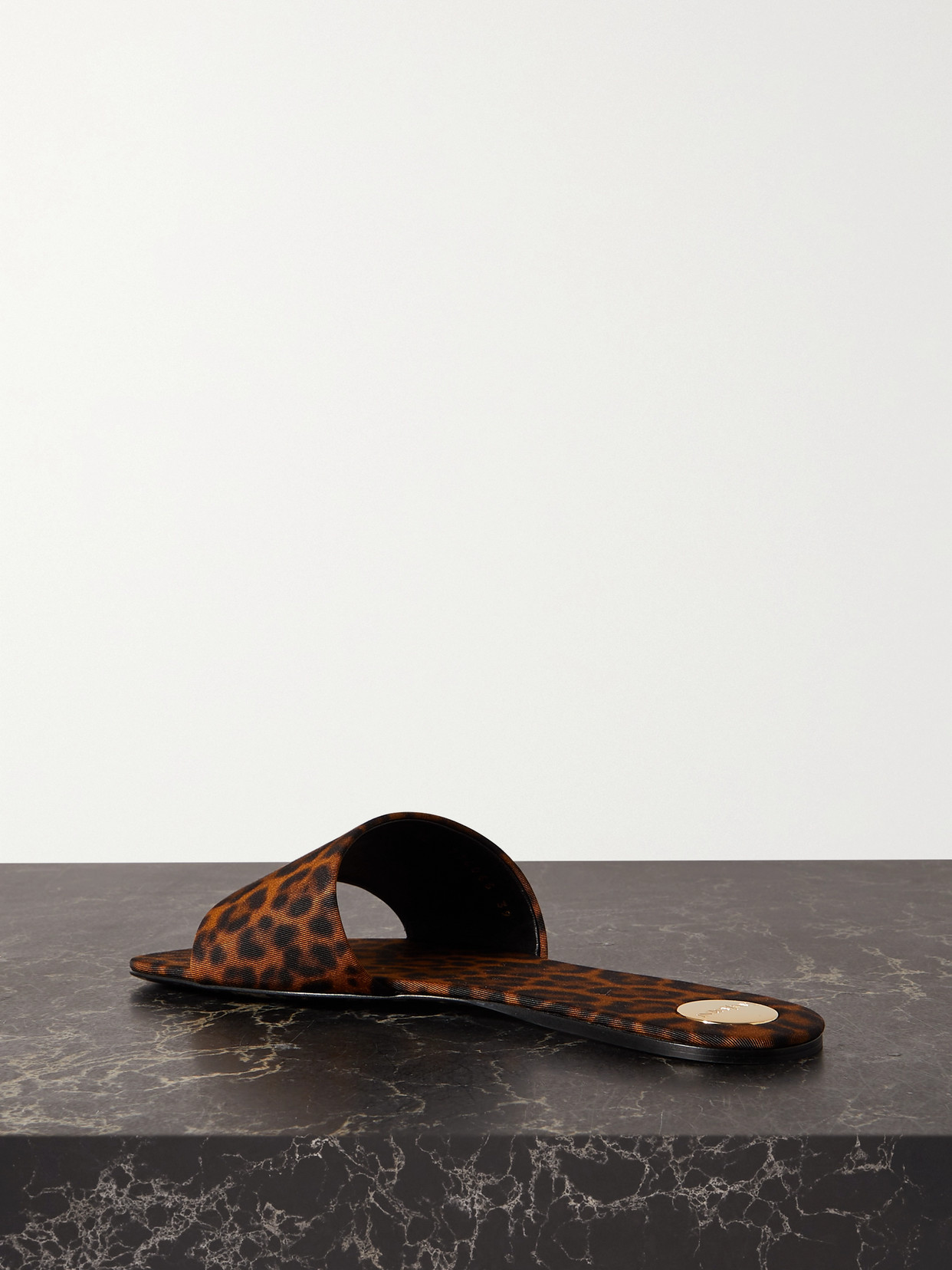 Saint Laurent Carlyle Leopard-print Grosgrain Sandals In Brown