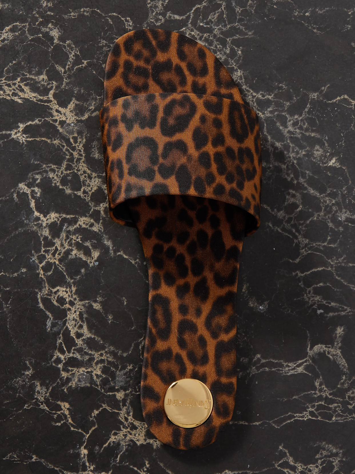 Saint Laurent Carlyle Leopard-print Grosgrain Sandals In Brown