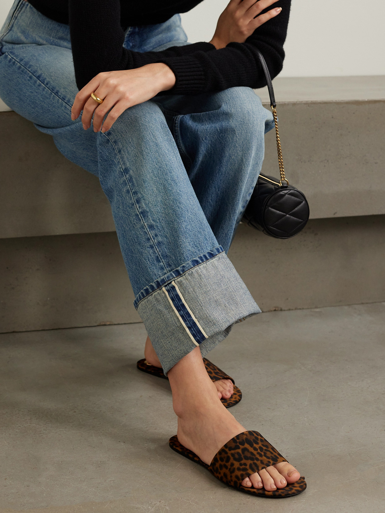 Saint Laurent Carlyle Leopard-print Grosgrain Sandals In Brown