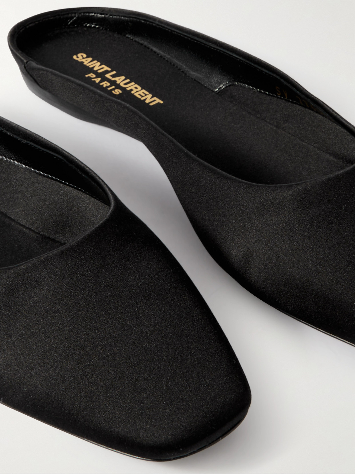 Shop Saint Laurent Lido Satin-crepe Slippers In Black