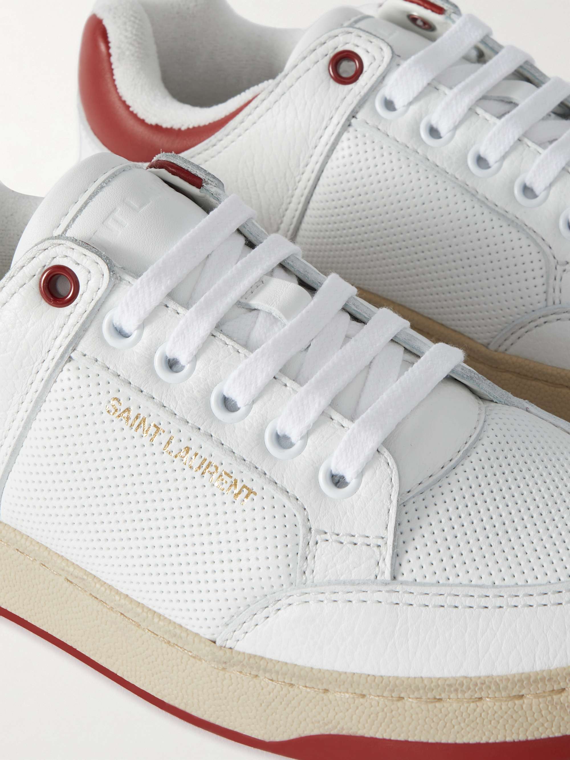 SAINT LAURENT SL61 logo-print perforated leather sneakers | NET-A 