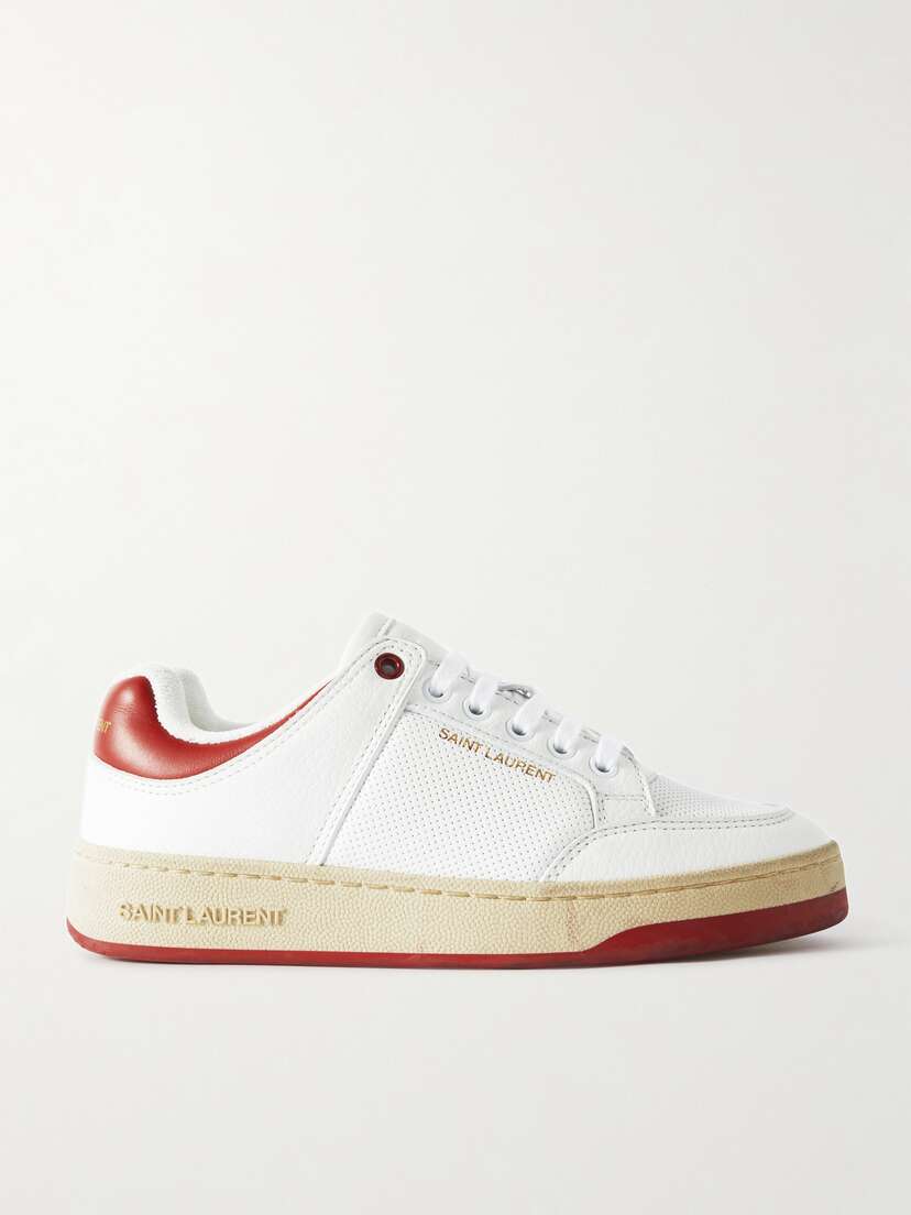 Saint Laurent Sl61 Logo-print Perforated Leather Sneakers - EU 42