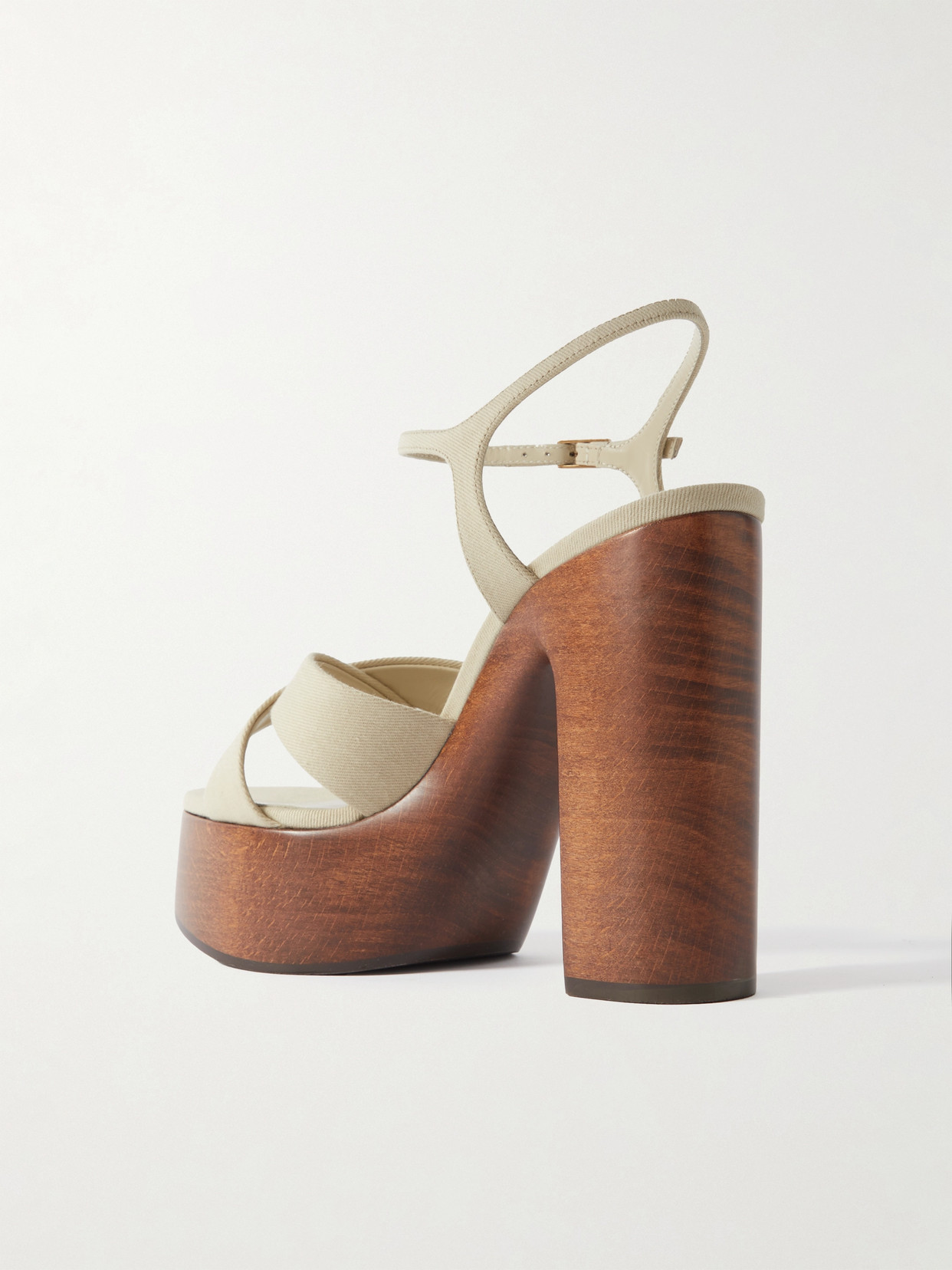 Saint Laurent Canvas Bianca Platform Sandals 125 In Neutrals