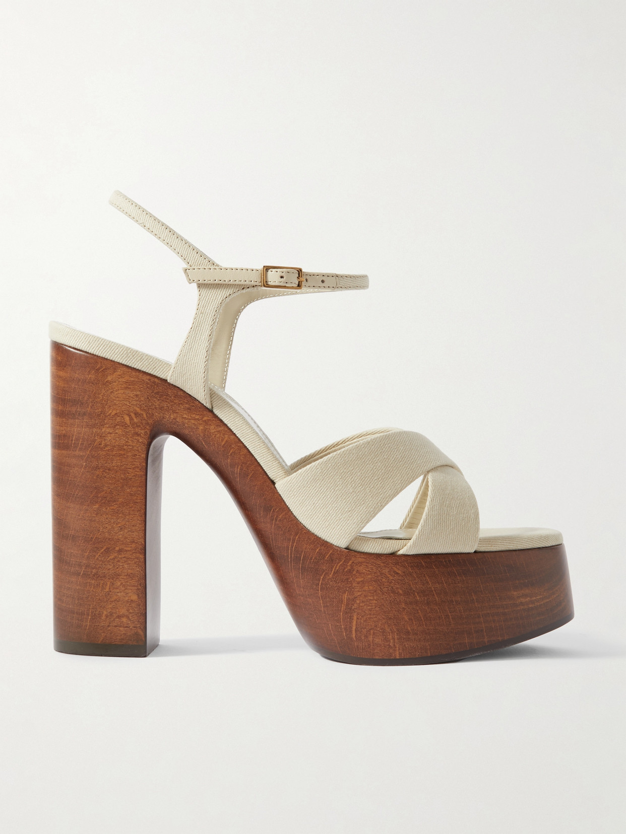 Shop Saint Laurent Bianca Canvas Platform Sandals In Neutrals