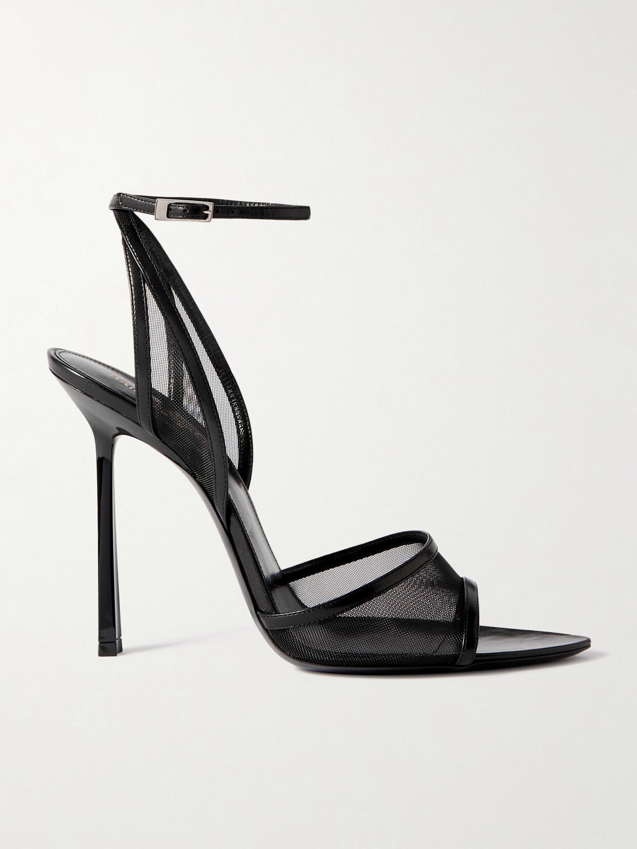 Shop Saint Laurent Missy Mesh And Leather Sandals In Black