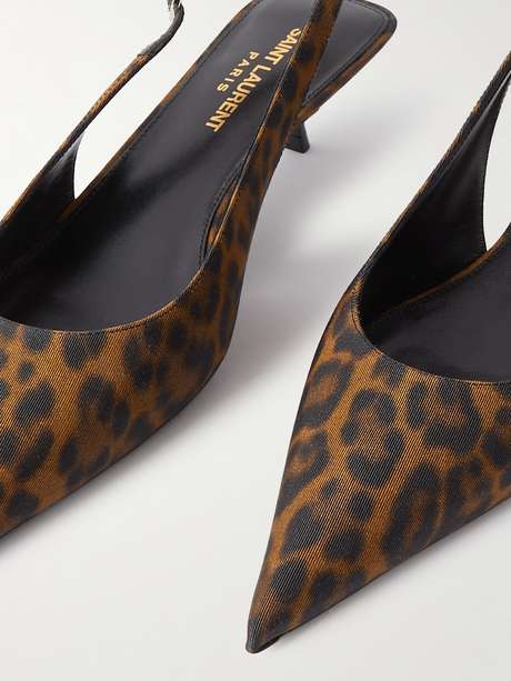 CHERISH SLINGBACK PUMPS 35 IN LEOPARD GROSGRAIN