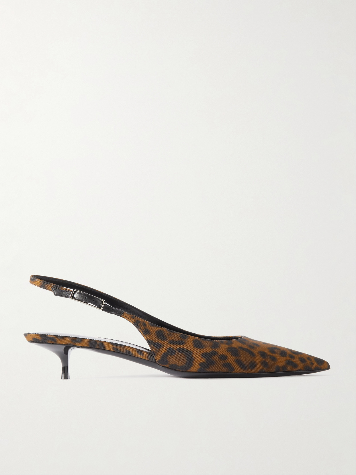 Shop Saint Laurent Cherish Leopard-print Grosgrain Slingback Pumps In Brown