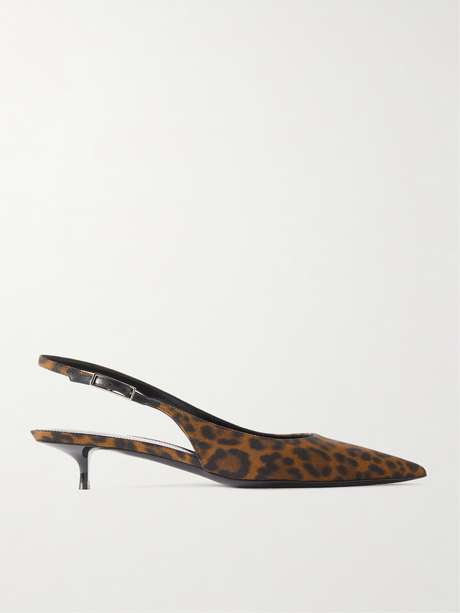 SL CHERISH LEOPARD SLINGBACK BLACK-WHITE CANVAS