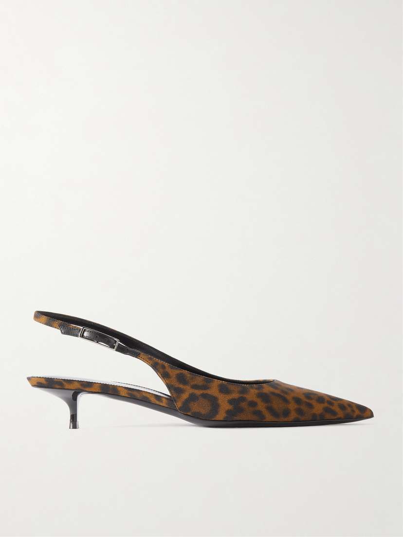 Saint Laurent Cherish Leopard-print Grosgrain Slingback Pumps