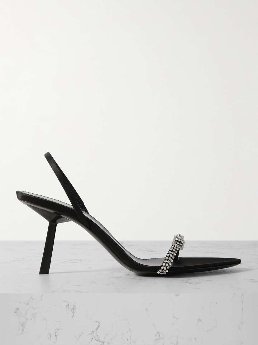 Saint Laurent Rendez-vous Crystal-embellished Satin Slingback Sandals - EU 42