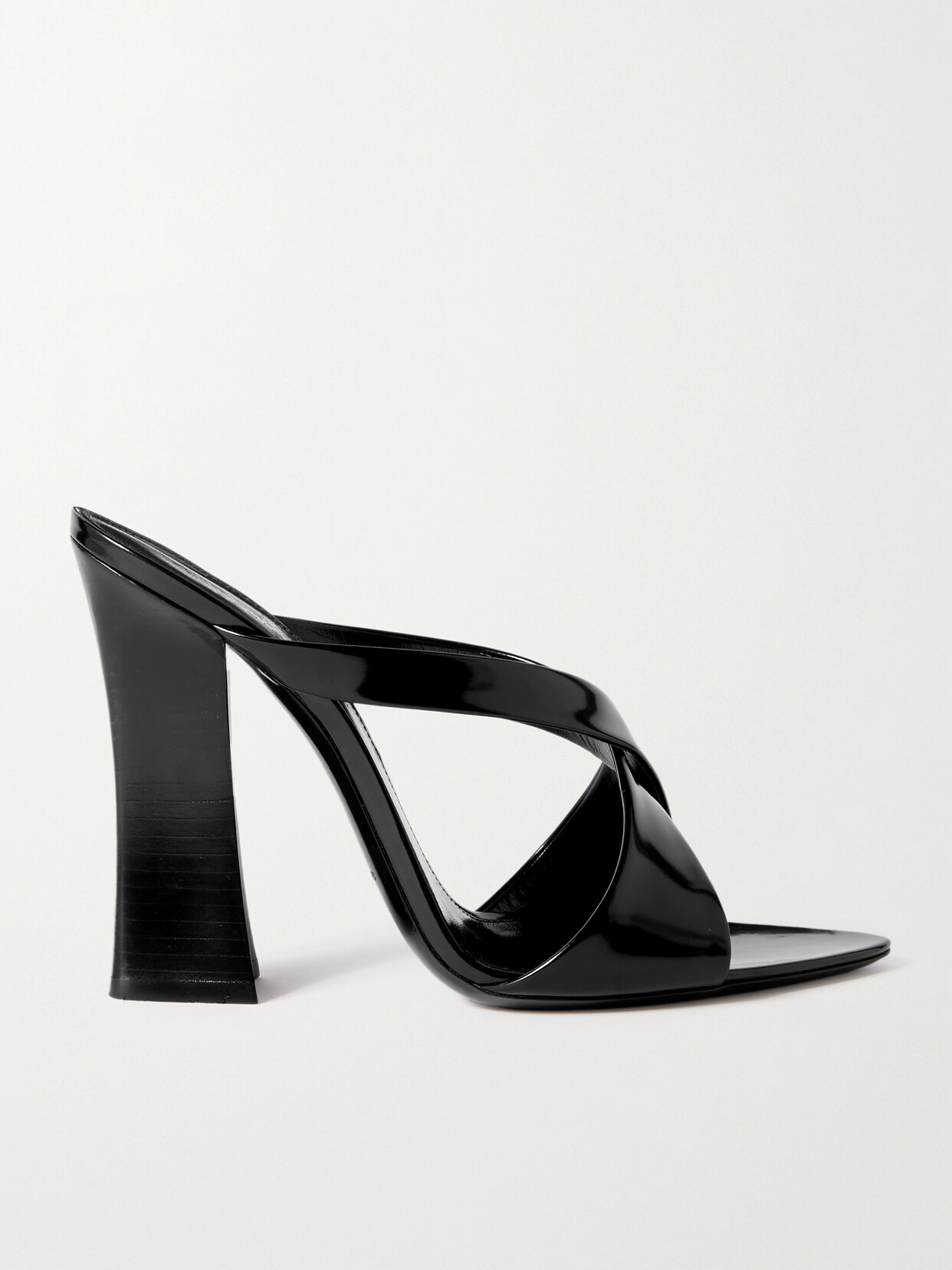 SAINT LAURENT - Eva Glossed-leather Mules - Black