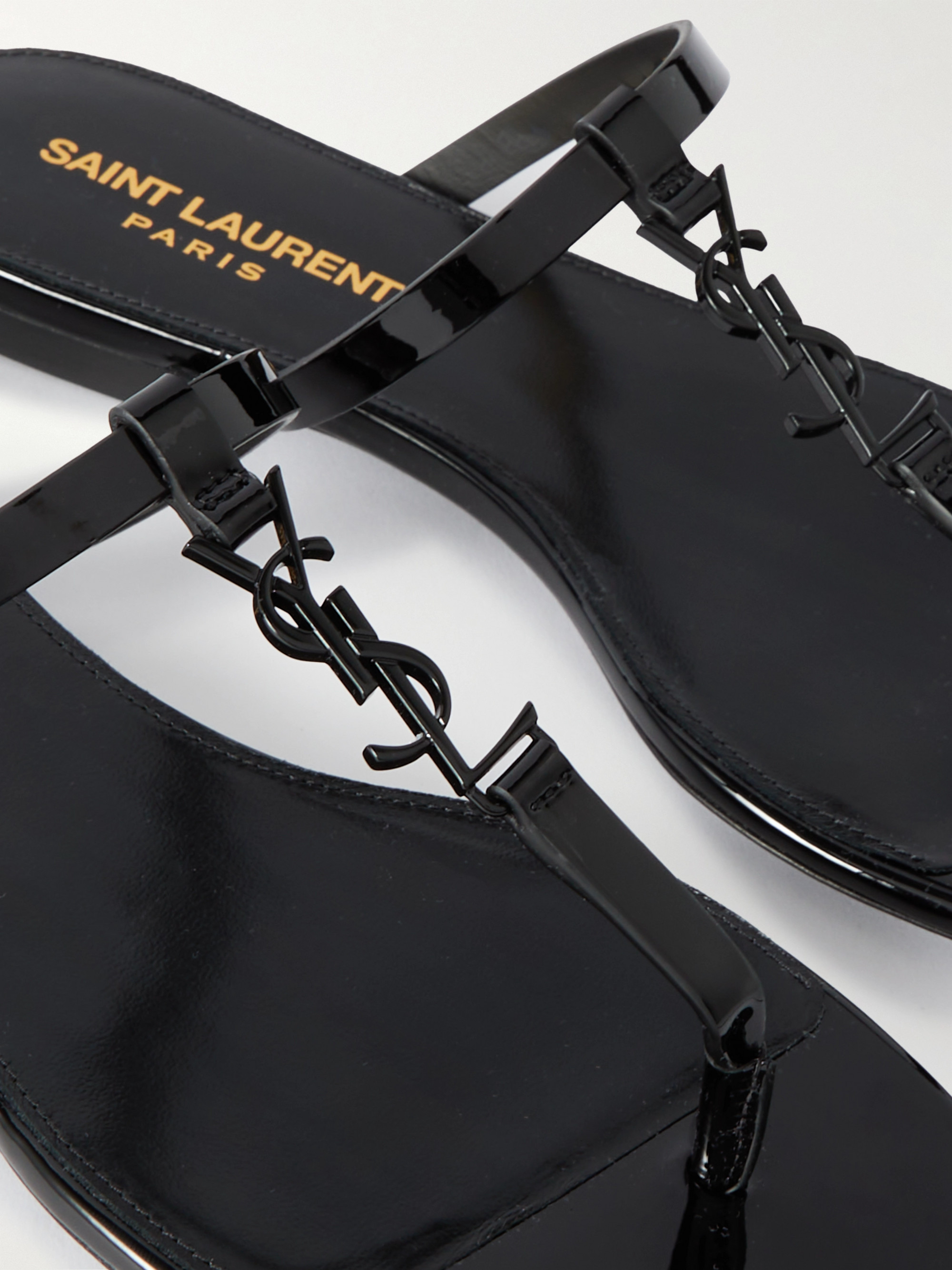Saint Laurent Cassandra logo-embellished patent-leather sandals thumbnail