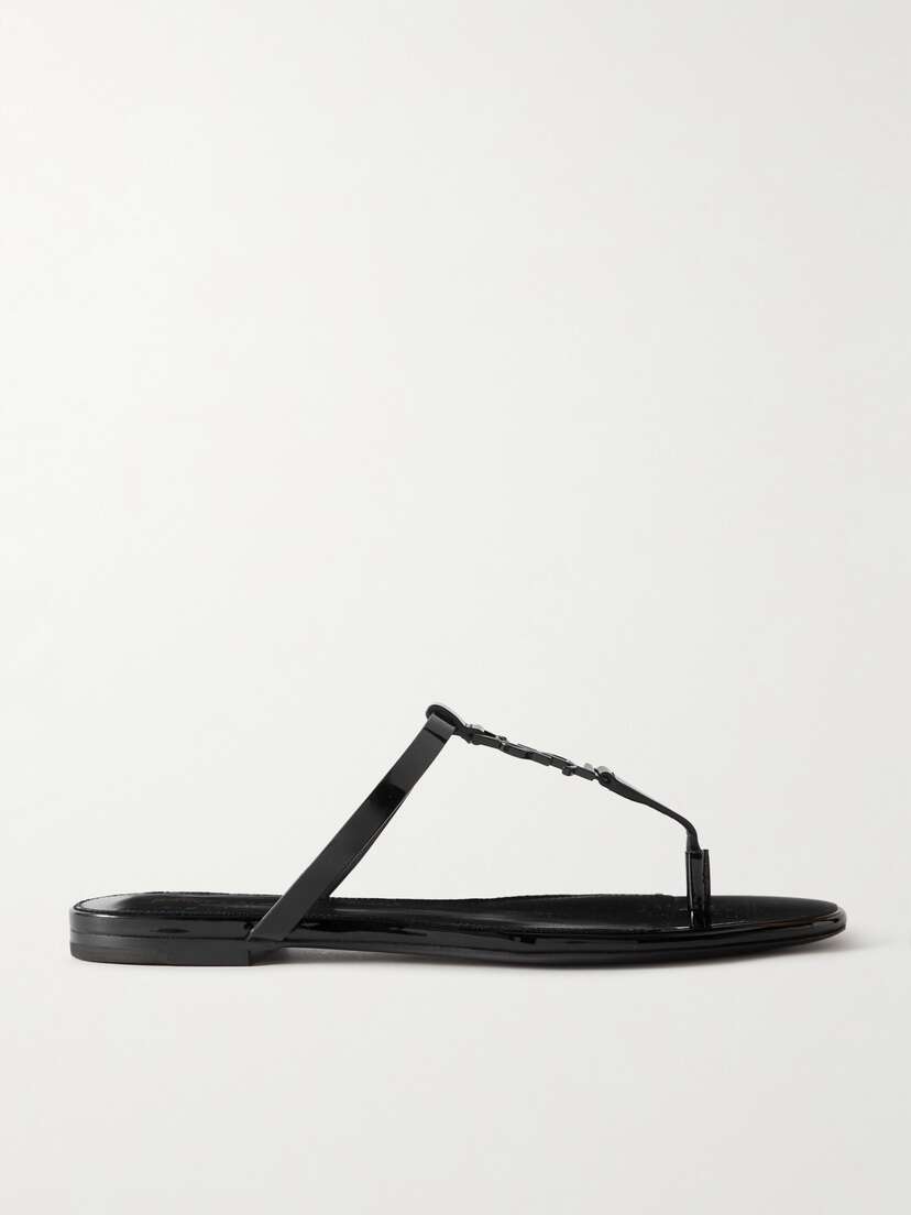 Saint Laurent Cassandra Logo-embellished Patent-leather Sandals