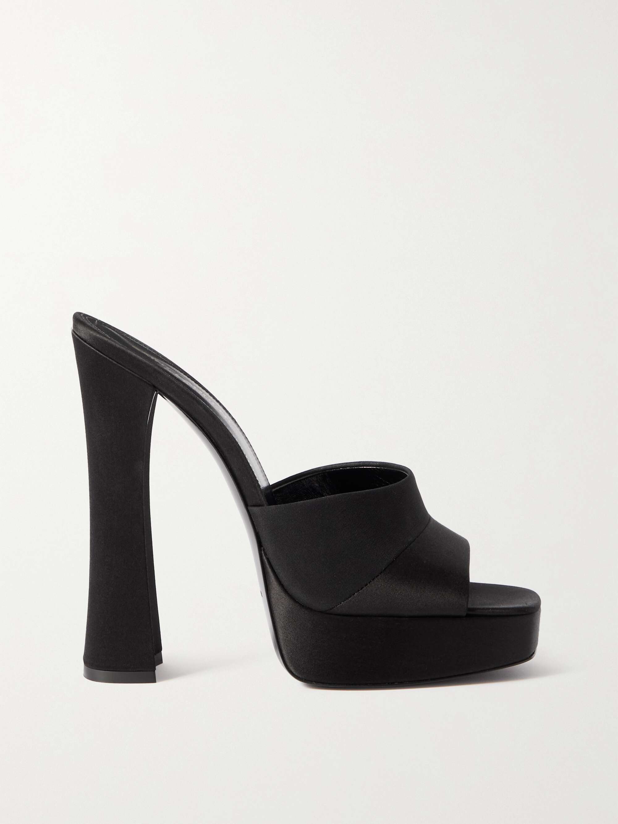 SAINT LAURENT Boogie satin and crepe de chine platform mules | NET-A-PORTER