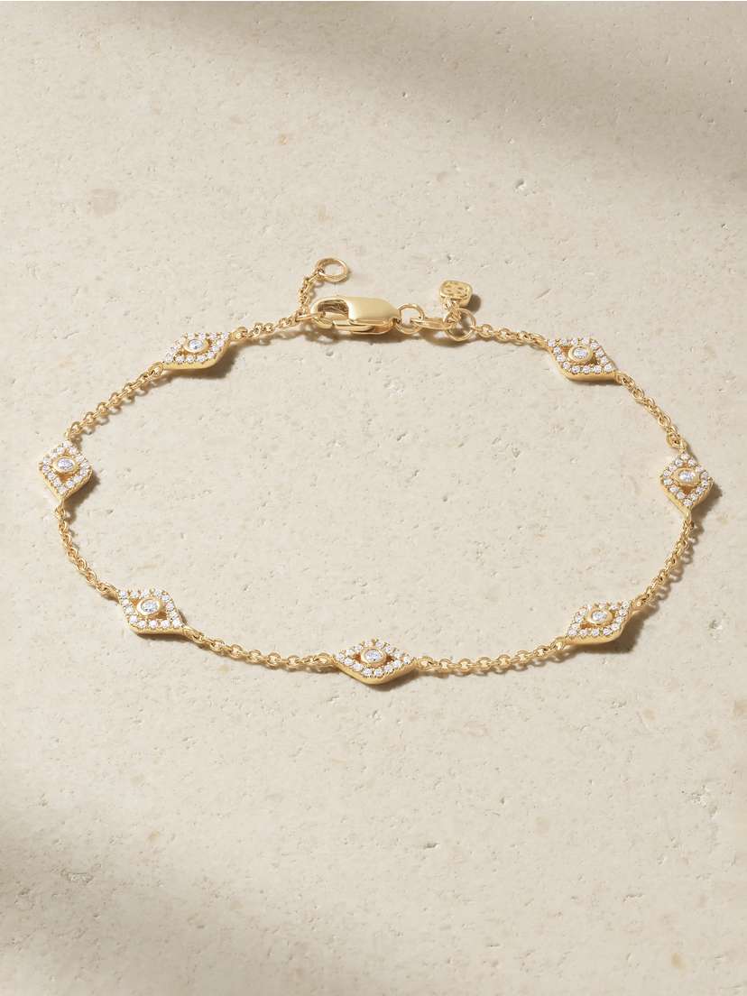 Sydney Evan Evil Eye 14-karat Gold Diamond Bracelet