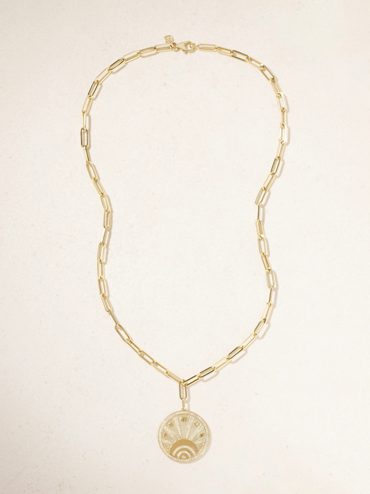 Sydney Evan Evil Eye Luck Coin 14-karat Gold Diamond Necklace