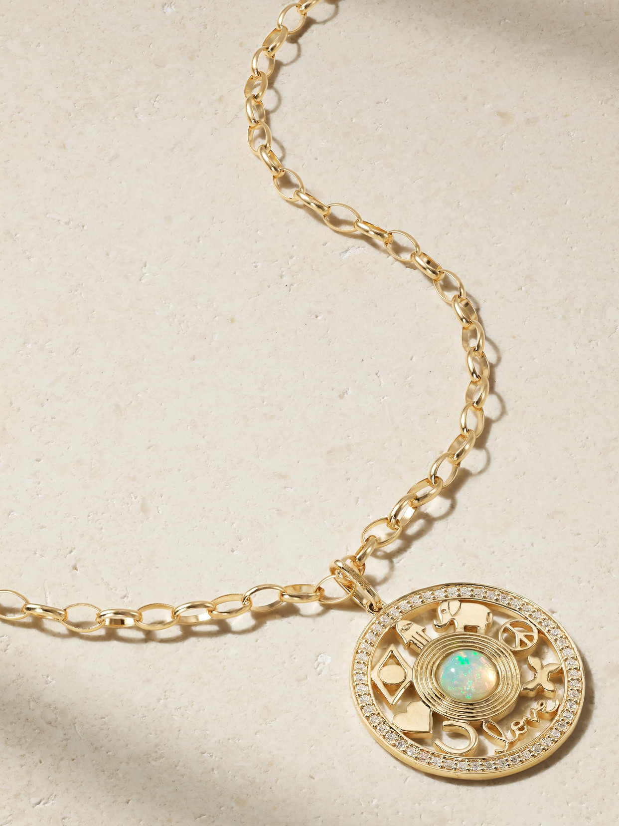 Sydney Evan Open Icon 14-karat , Opal And Diamond Necklace