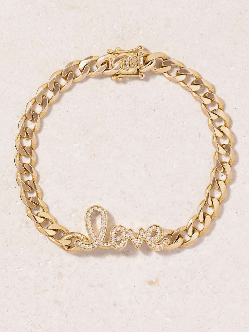 Sydney Evan Love 14-karat Gold Diamond Bracelet