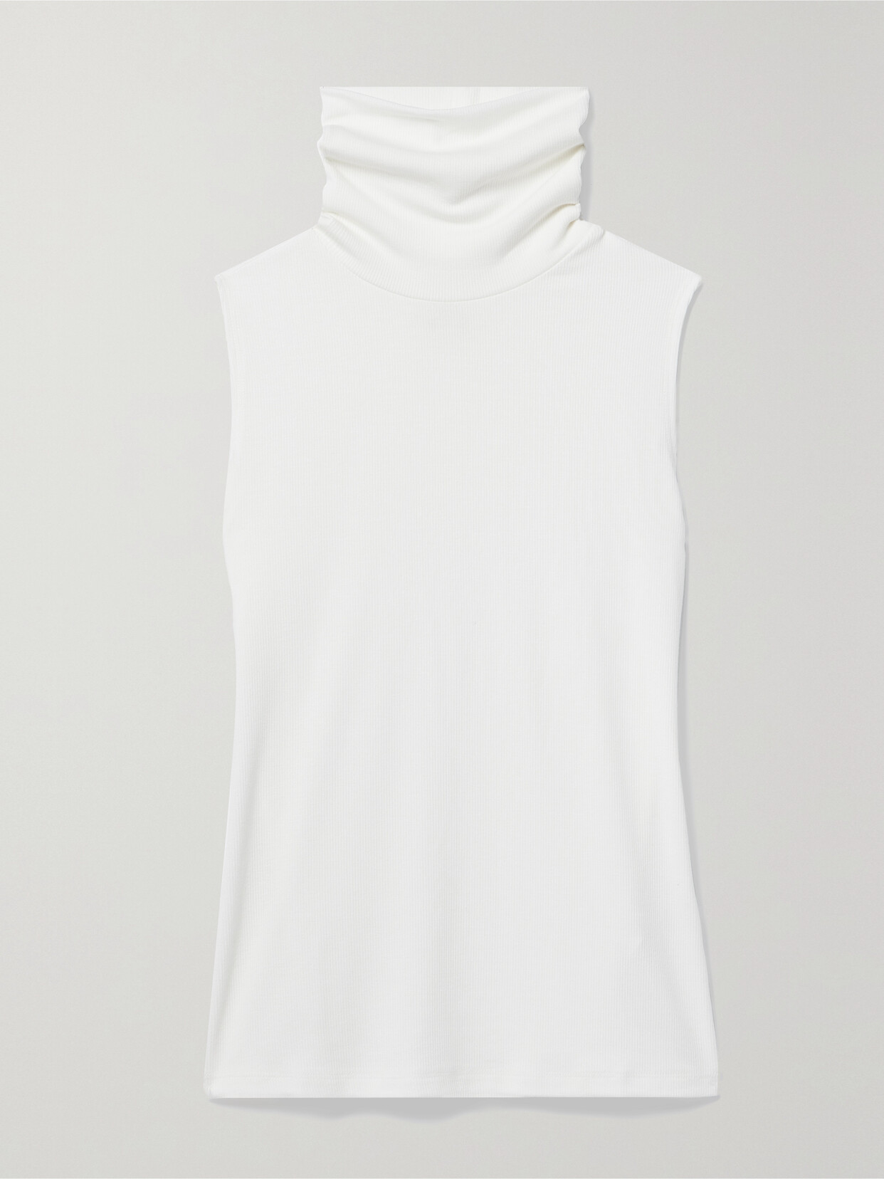 L'Agence Ceci Ribbed Stretch-modal Turtleneck Top - White