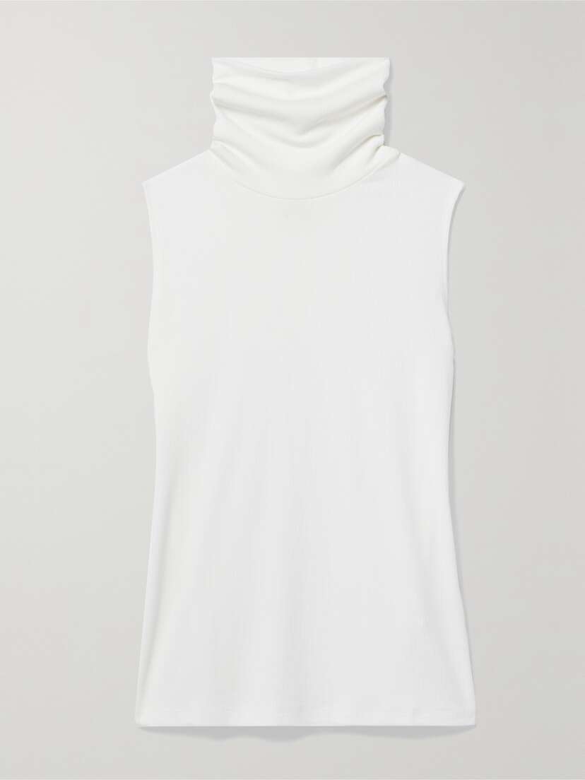 L'Agence Ceci Ribbed Stretch-modal Turtleneck Top