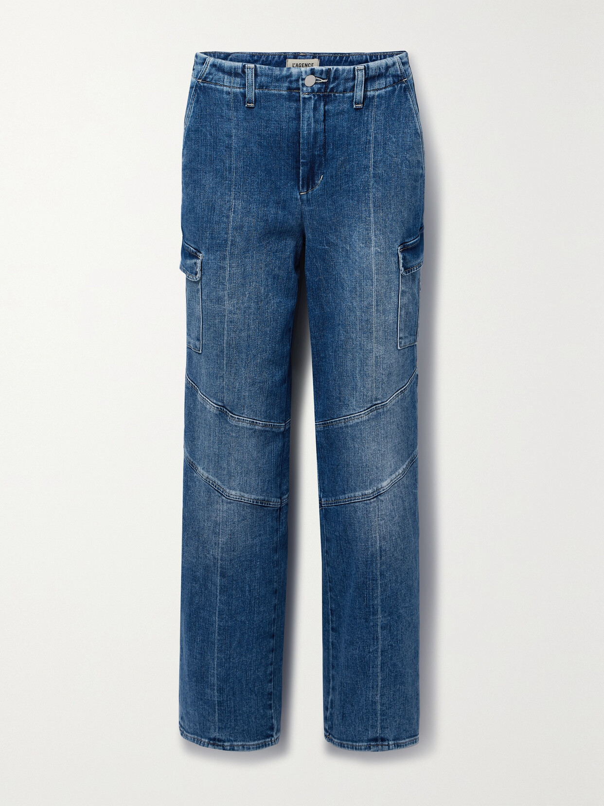 L Agence Brooklyn High-rise Straight-leg Cargo Jeans In Blue