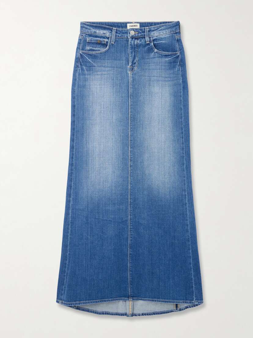 L'Agence Kailani Denim Maxi Skirt