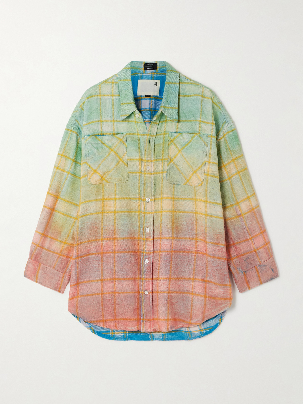 R13 - Dégradé Checked Cotton-flannel Shirt - Yellow