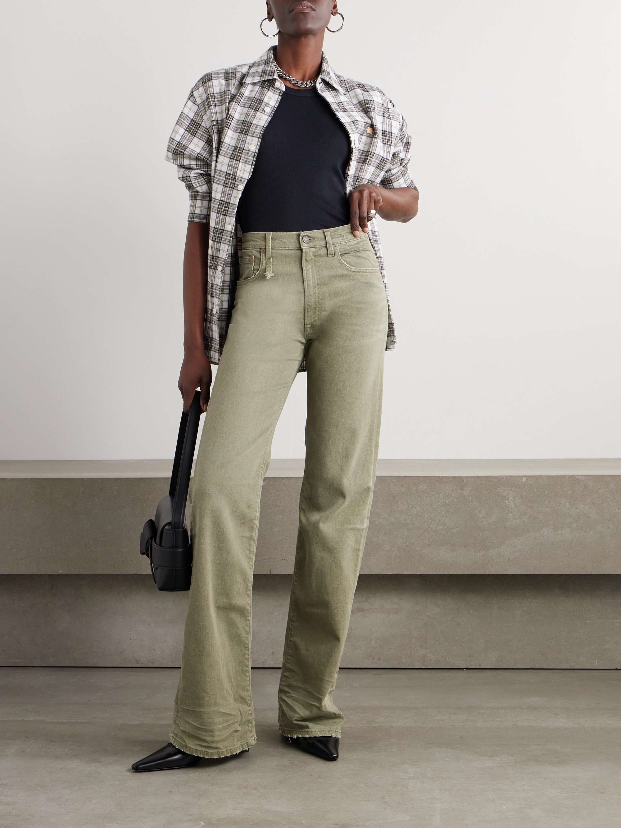 R13 Jane distressed high-rise wide-leg jeans | NET-A-PORTER