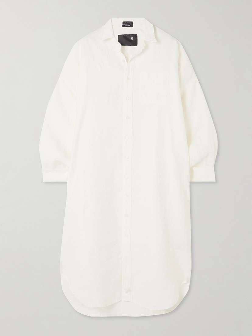 R13 Oversized Crinkled Linen-blend Midi Shirt Dress
