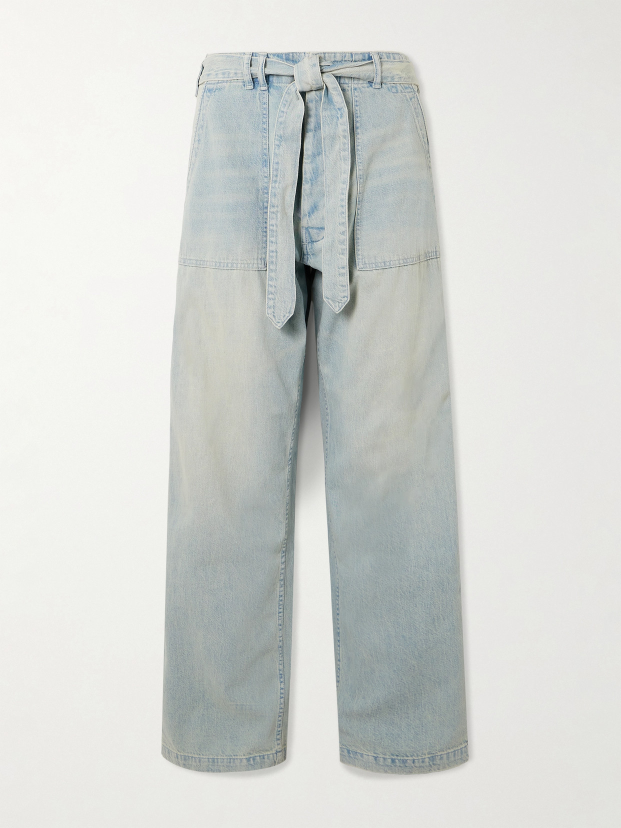 R13 Belted High-rise Wide-leg Jeans In Blue