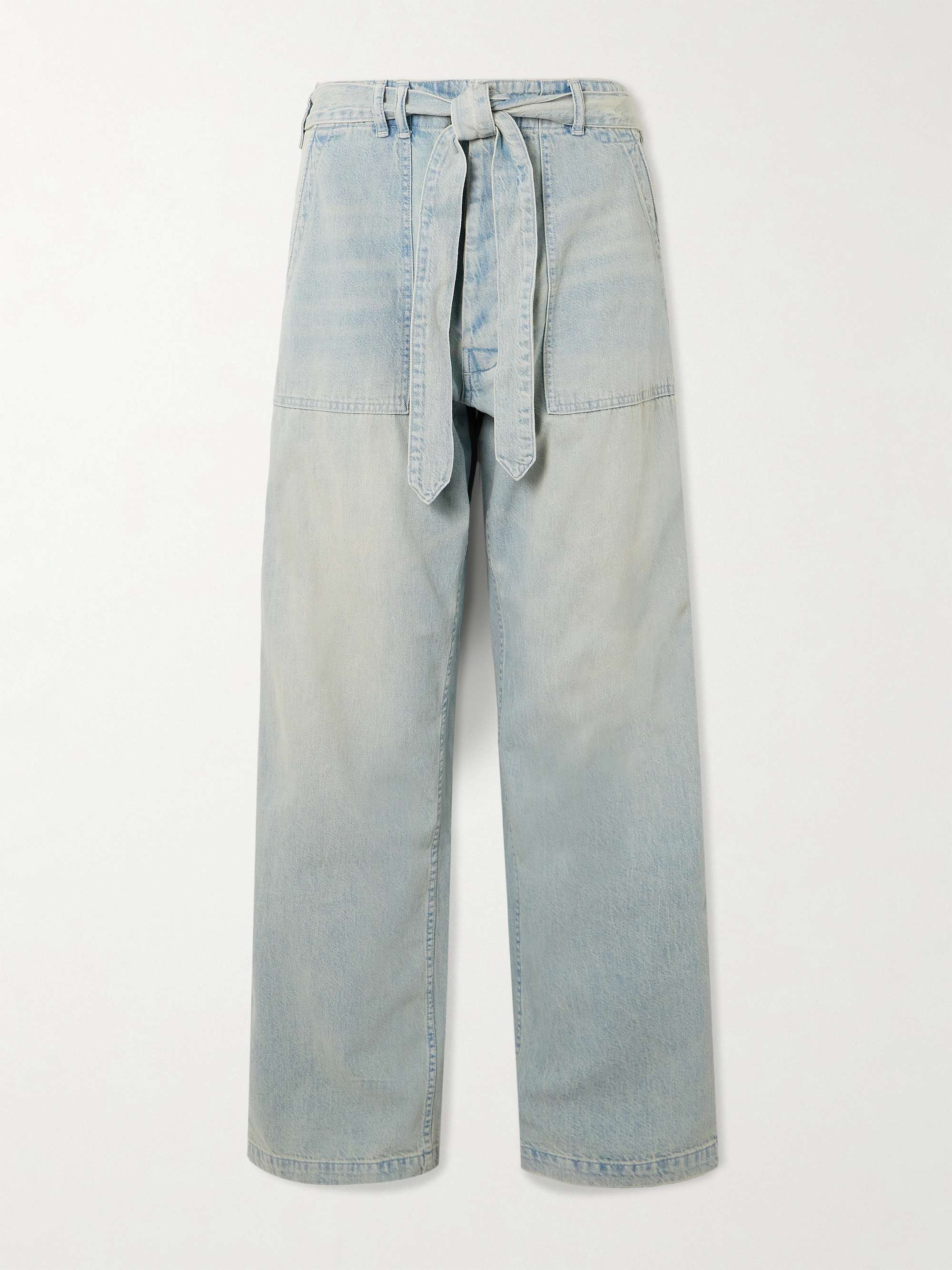 BAGGY BELTED JEANS - Gray