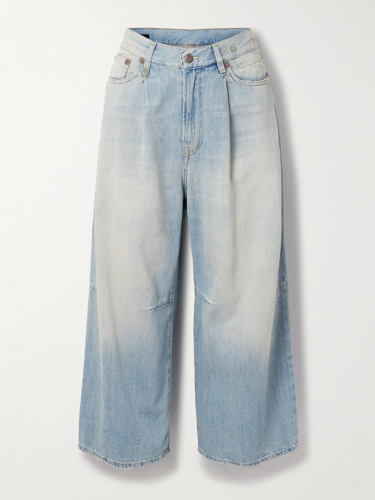 R13 - Cropped Low-rise Wide-leg Jeans - Blue