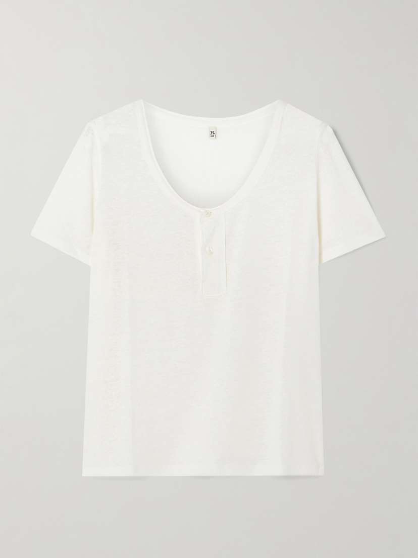 R13 Linen-blend Jersey Henley T-shirt