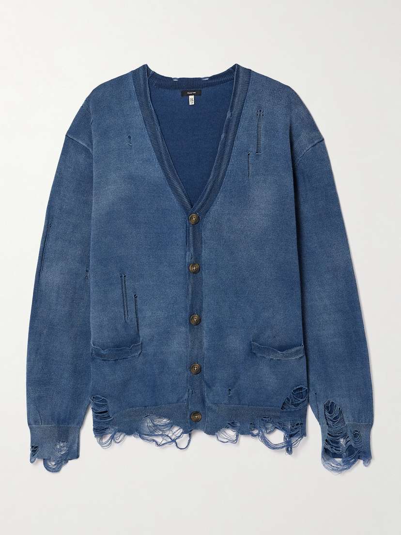 R13 Distressed Cotton Cardigan