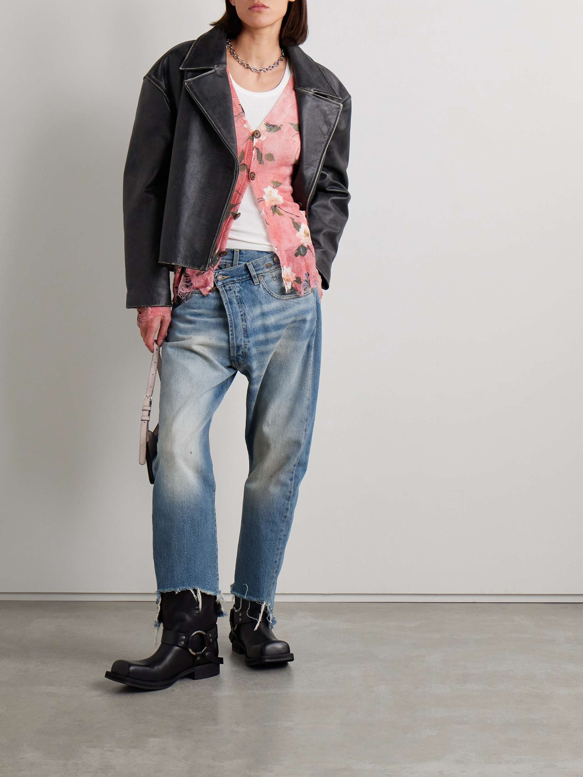 R13 Crossover asymmetric distressed boyfriend jeans NET A PORTER
