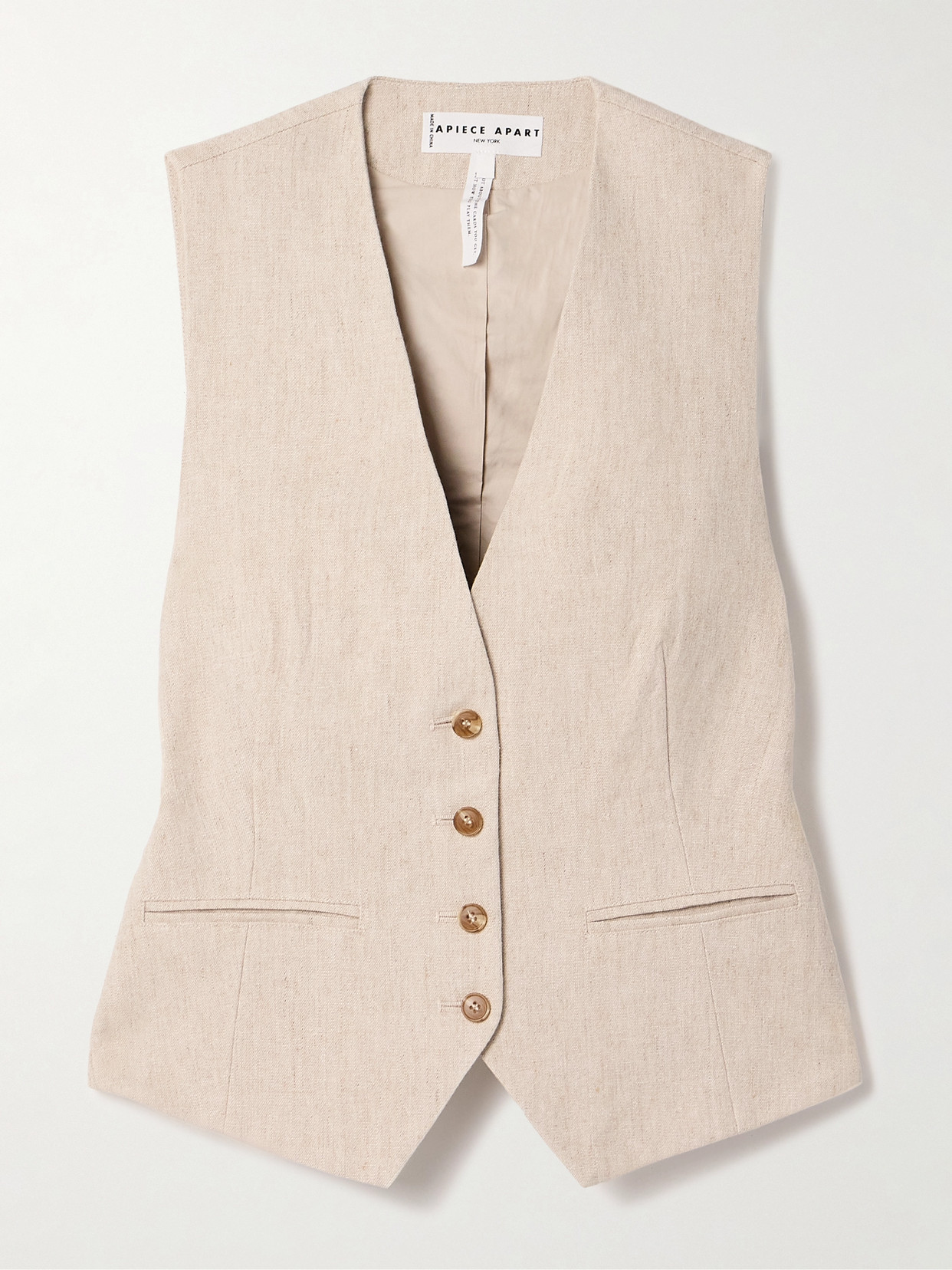 Apiece Apart Cecila Linen And Cotton-blend Vest In Off-white