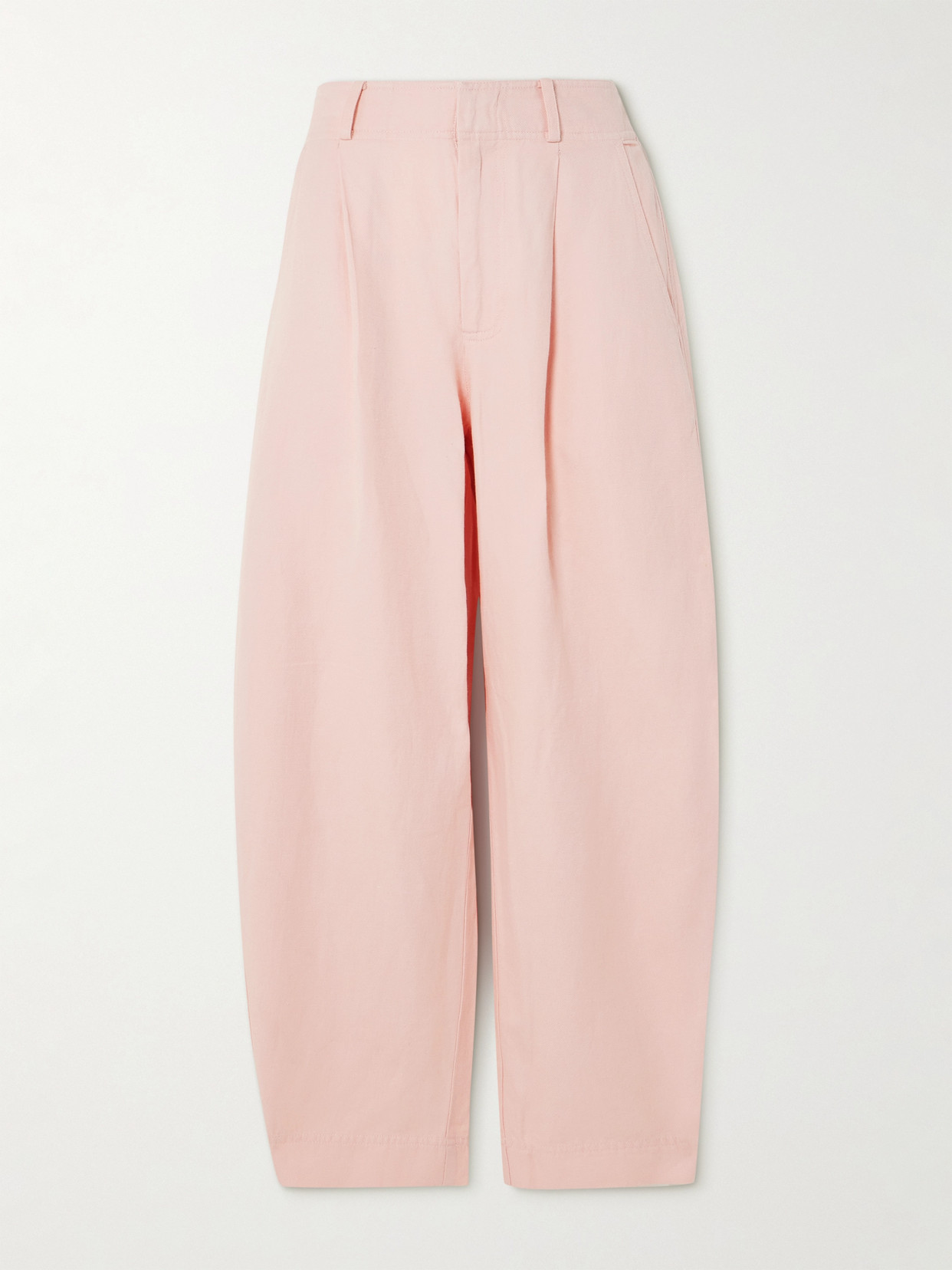 Apiece Apart Bari Linen And Organic Cotton-blend Tapered Trousers In Pink