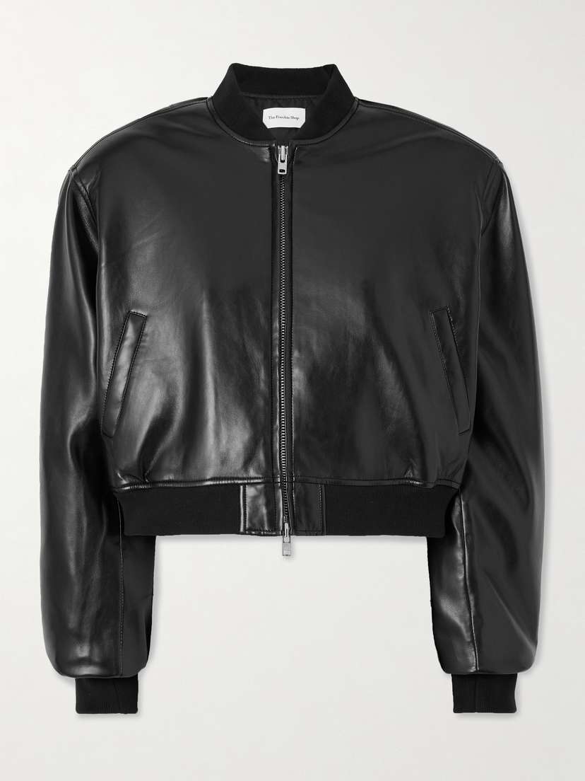 The Frankie Shop Micky Cropped Faux Leather Bomber Jacket