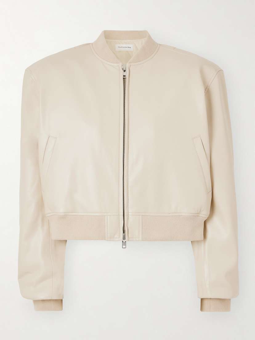 The Frankie Shop Micky Cropped Faux Leather Bomber Jacket