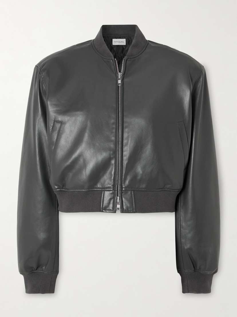 The Frankie Shop Micky Cropped Faux Leather Bomber Jacket