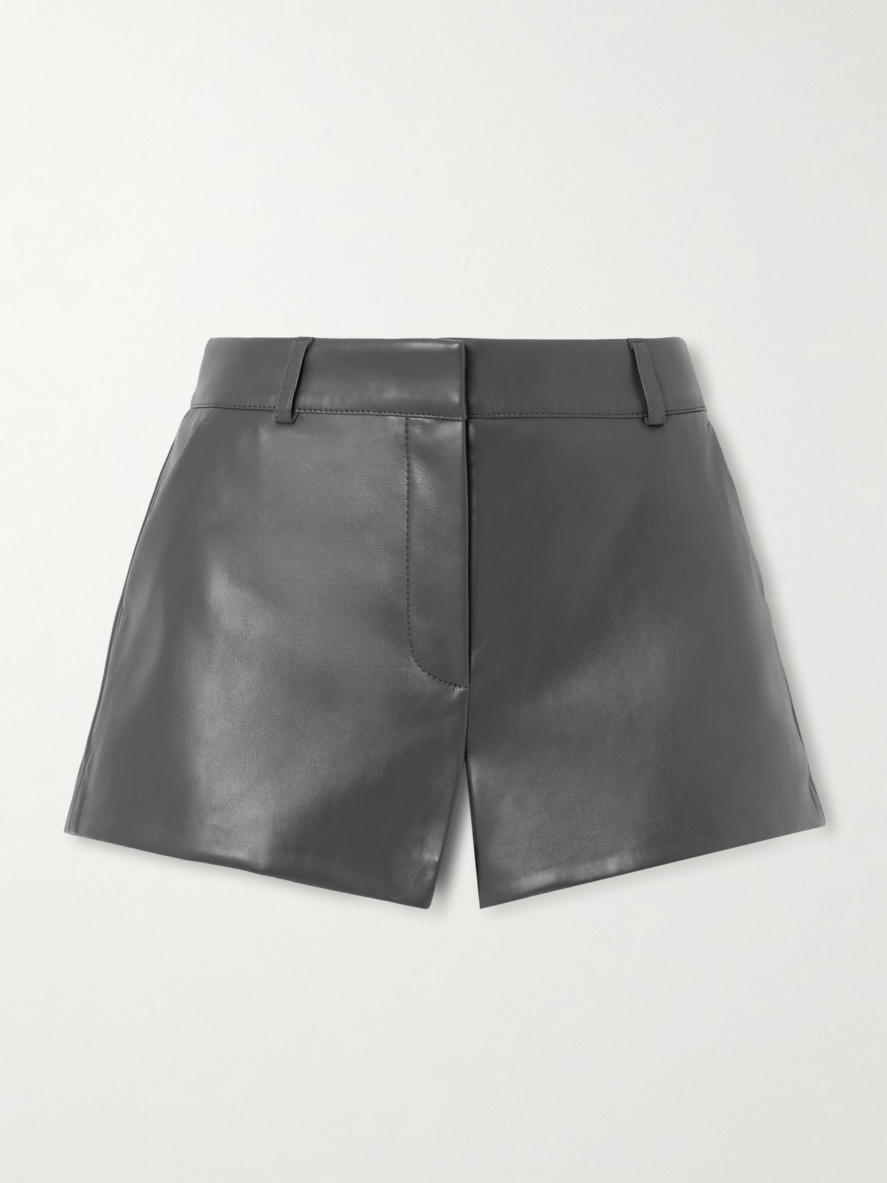 The Frankie Shop Kate Faux Leather Shorts In Grey