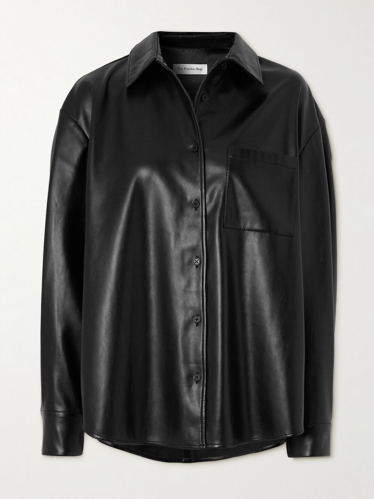 The Frankie Shop Chrissie Faux Leather Shirt In Black