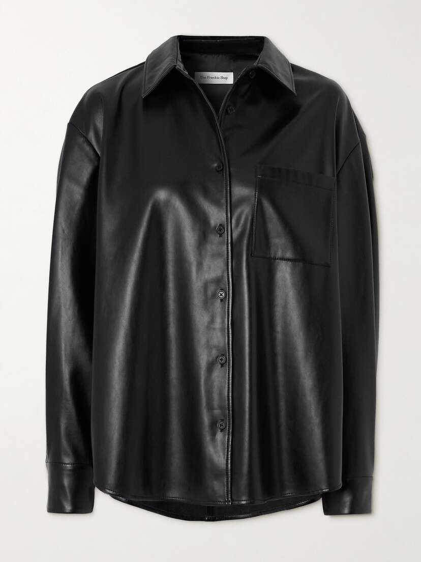 The Frankie Shop Chrissie Faux Leather Shirt