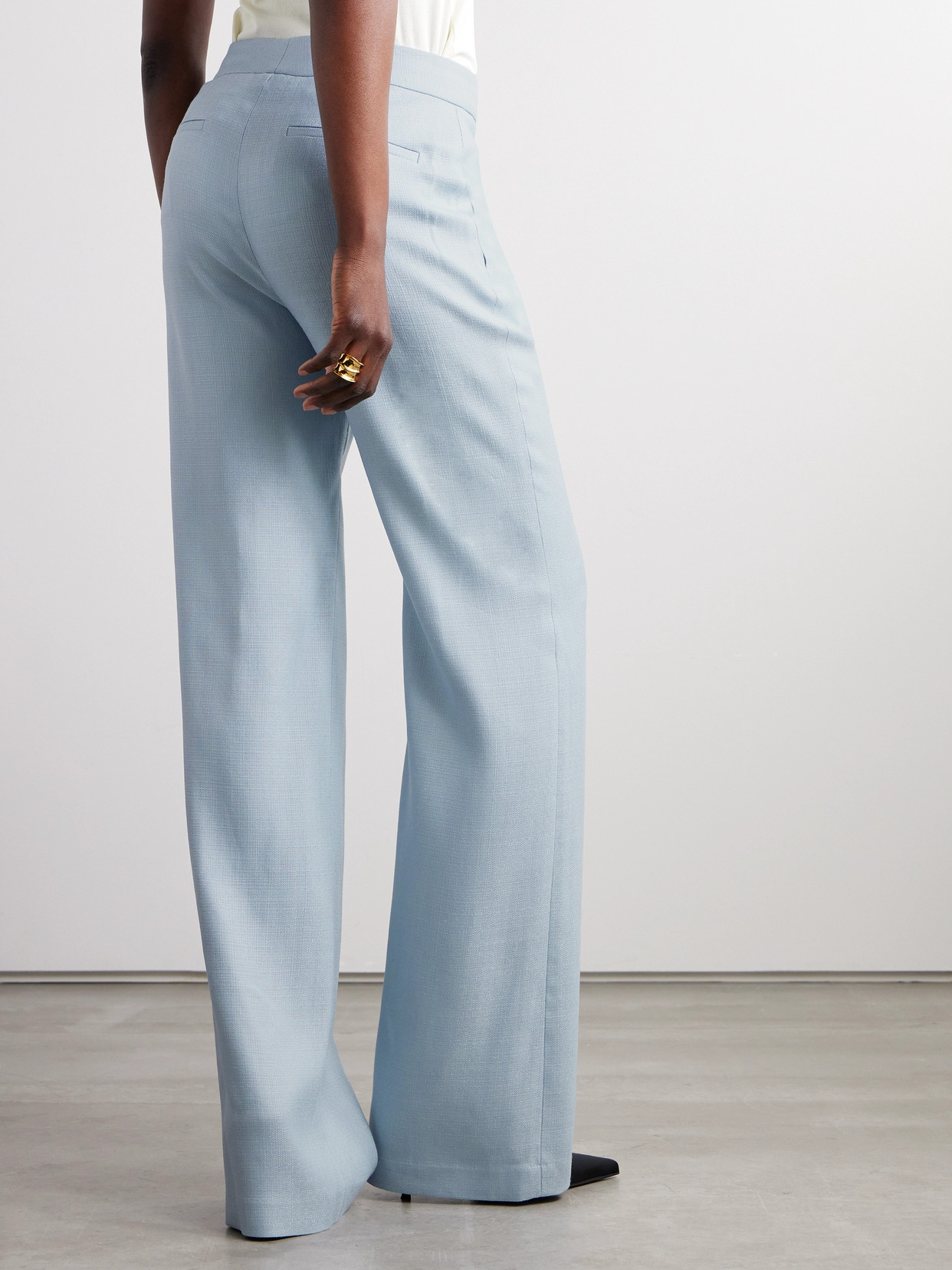 Adam Lippes Stretch Canvas Wide Leg Trousers In Blue