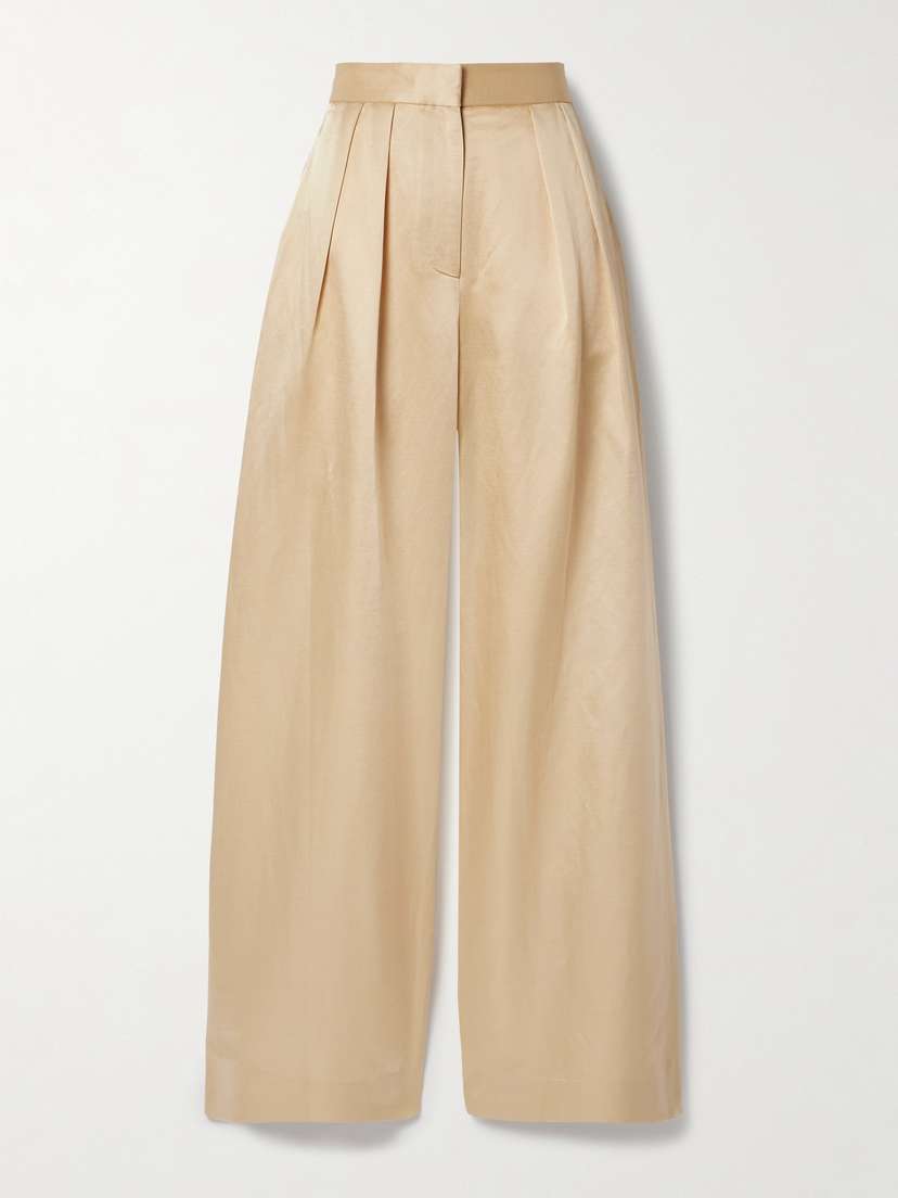 Adam Lippes Pleated Duchesse Satin Wide-leg Pants