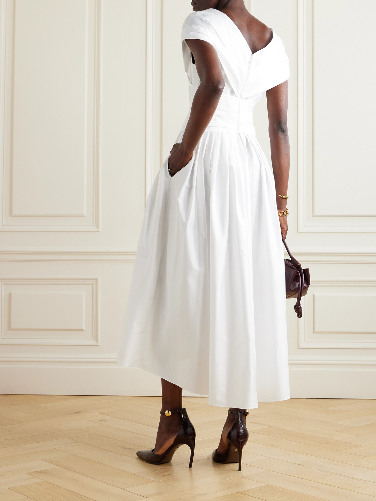 Adam Lippes Wrap-effect Cotton-poplin Midi Dress In White
